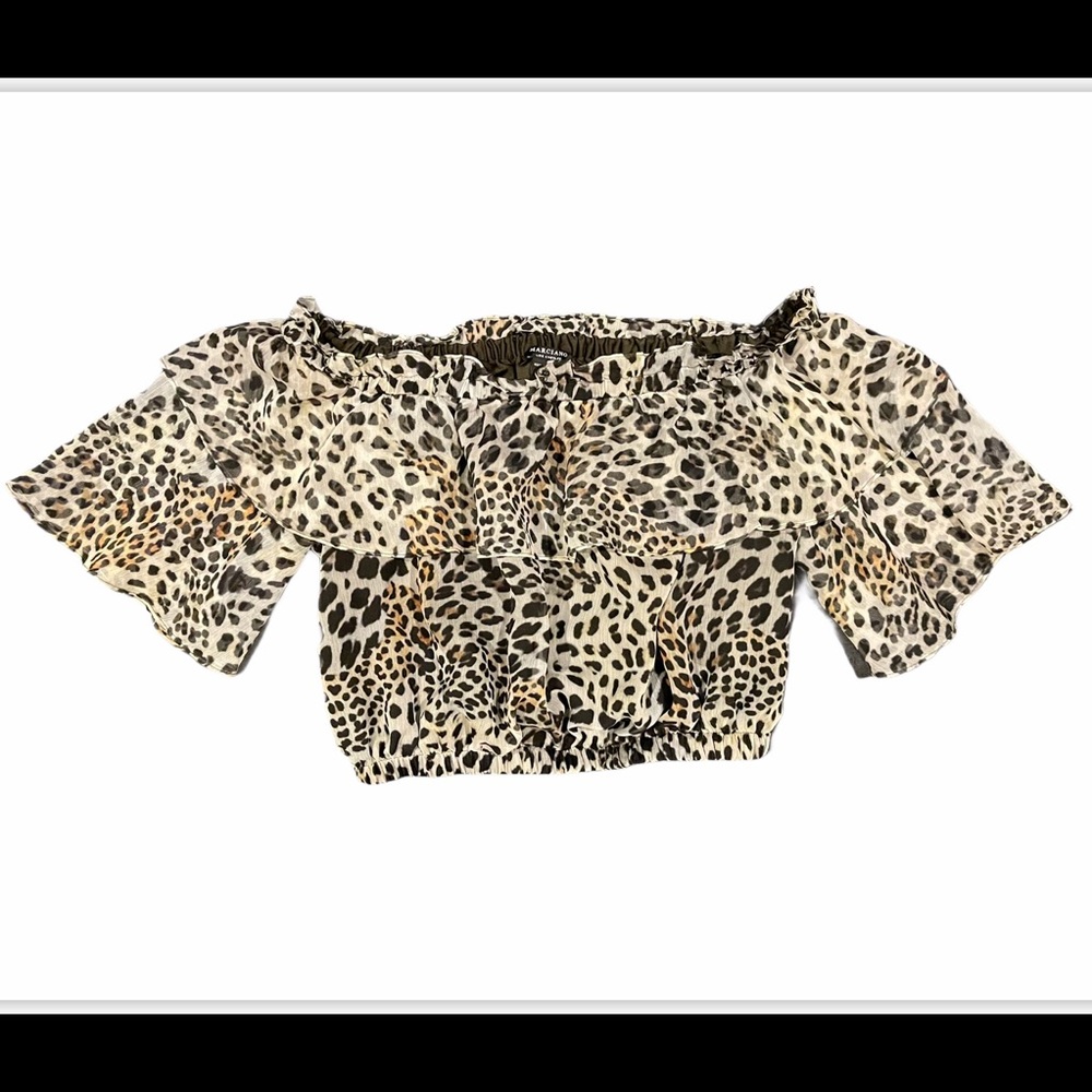 Marciano leopard ruffle top size M